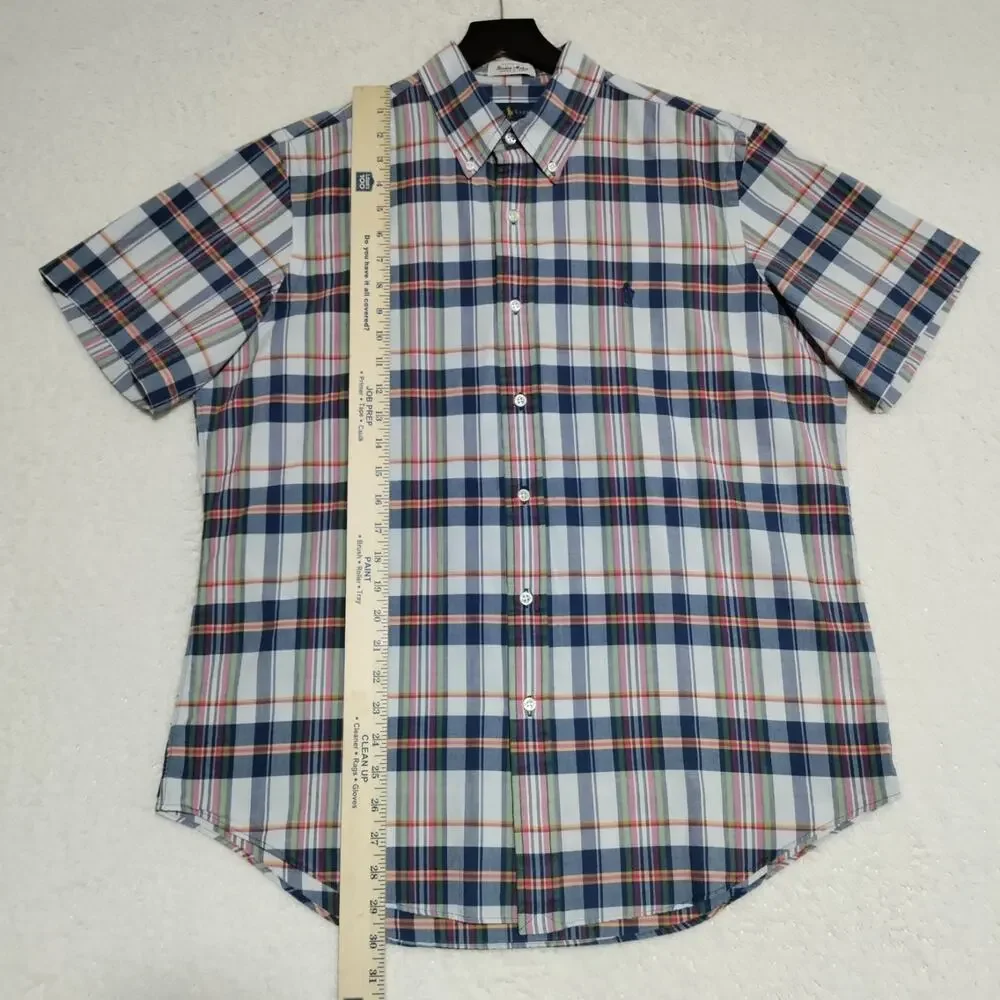 Ralph Lauren Shirt Mens Large Plaid Bleeding Madras Indian Cotton SS Button Down - Picture 9 of 13
